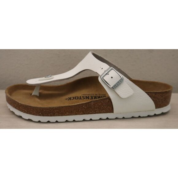 Birkenstock Women's Sz 8 White Leather Gizeh Birko-Flor Sandals - Picture 6 of 13
